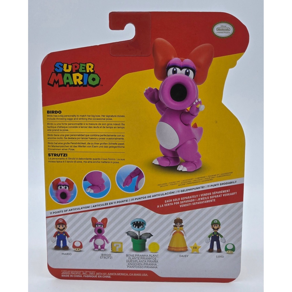 Jakks Pacific Super Mario Birdo Action Figure Unisex 4 inch Pink with ? Block - Picture 4 of 7